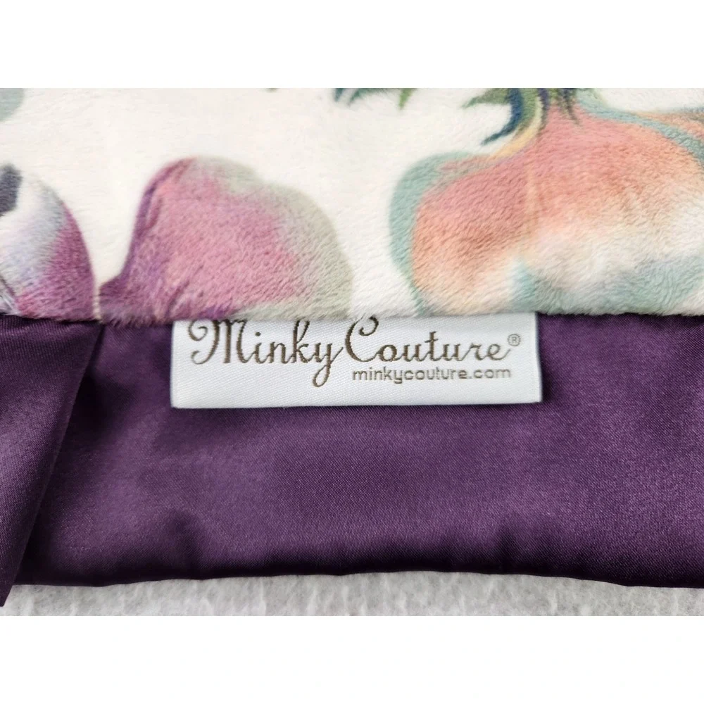 Minky Couture Ultra‎ Plush Mini Baby Security Blanket Purple Satin Trim 20
